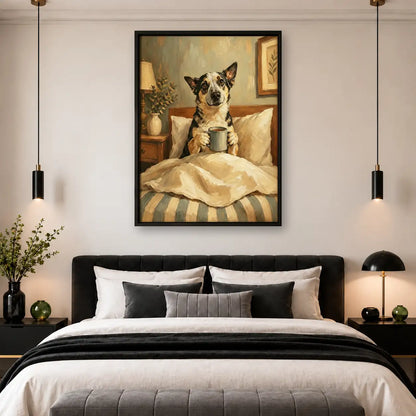 Dog Enjoying Breakfast in Bed Wall Art 4