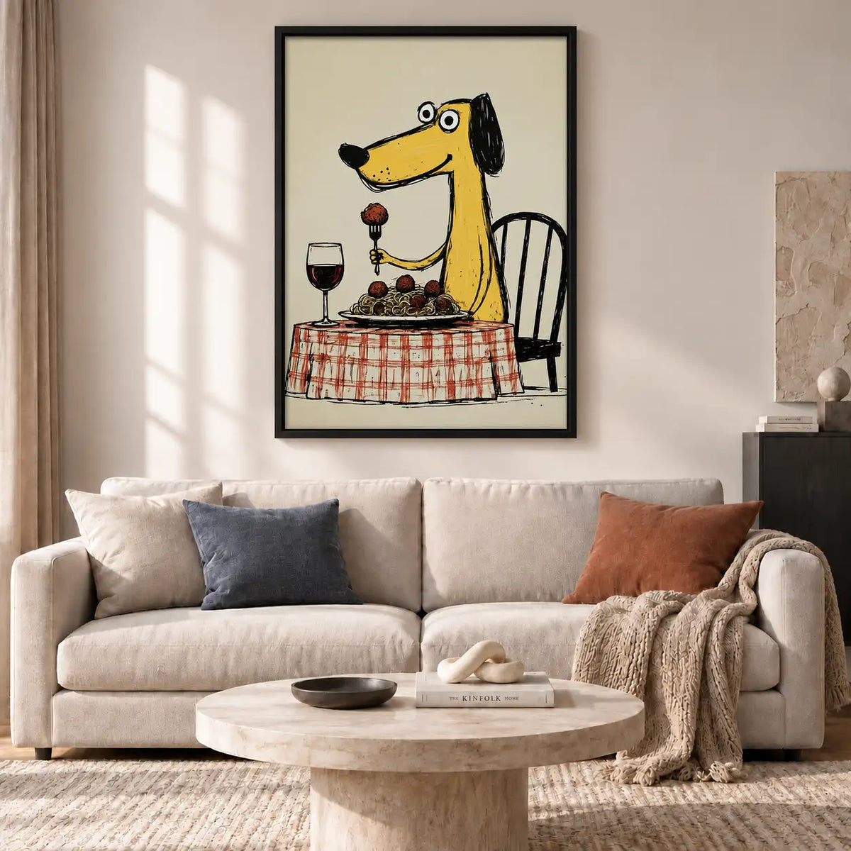 Dog Enjoying Wine Dinner Wall Art 2
