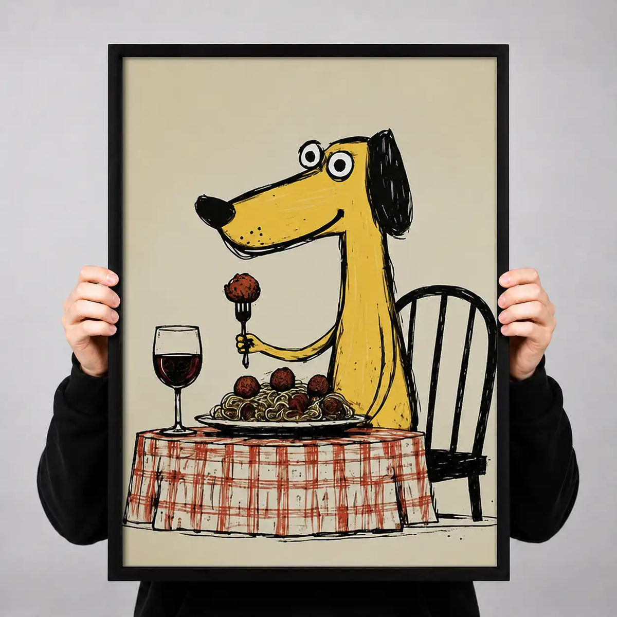 Dog Enjoying Wine Dinner Wall Art 3