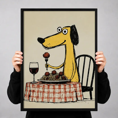 Dog Enjoying Wine Dinner Wall Art 3