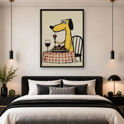 Dog Enjoying Wine Dinner Wall Art 4