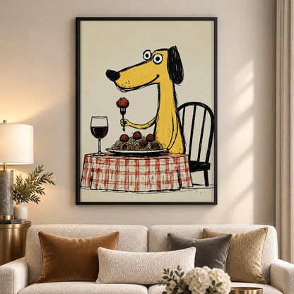 Dog Enjoying Wine Dinner Wall Art 5