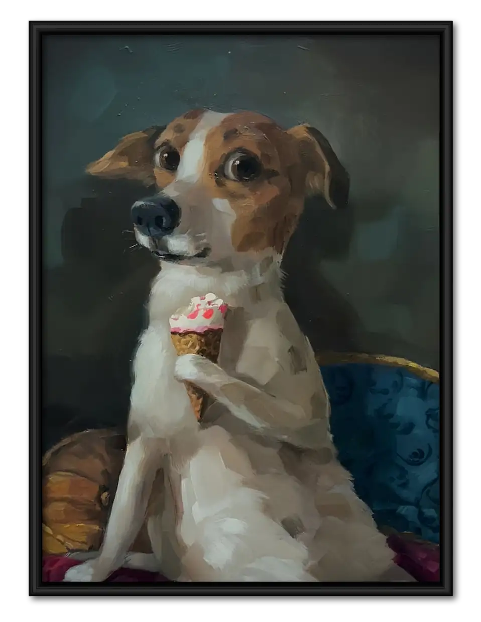 Dog Holding Pink Cupcake Wall Art 1