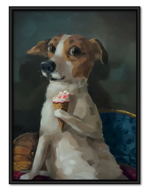 Dog Holding Pink Cupcake Wall Art
