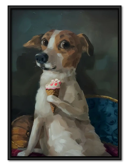 Dog Holding Pink Cupcake Wall Art
