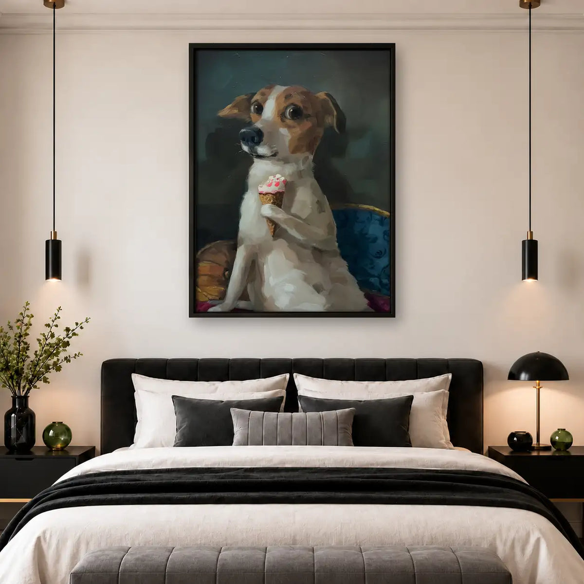 Dog Holding Pink Cupcake Wall Art 4
