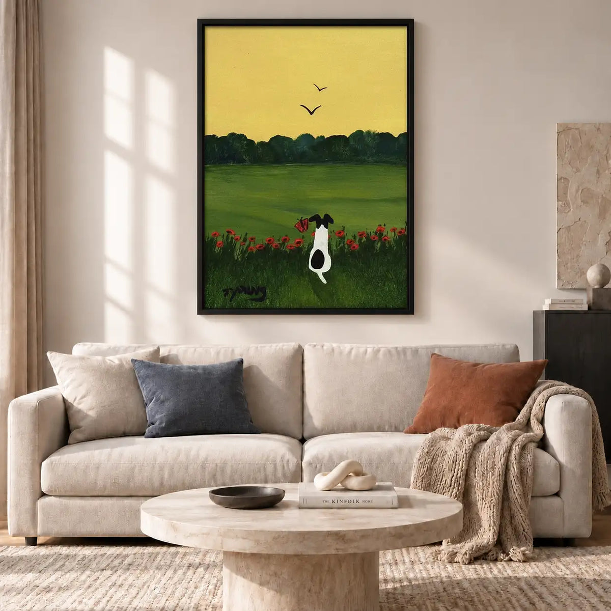 Dog in Golden Flower Meadow Wall Art 2