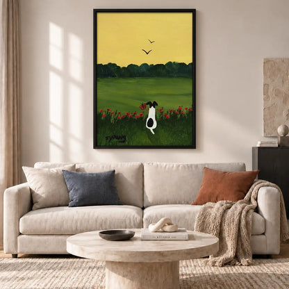 Dog in Golden Flower Meadow Wall Art 2