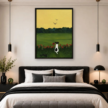 Dog in Golden Flower Meadow Wall Art 4