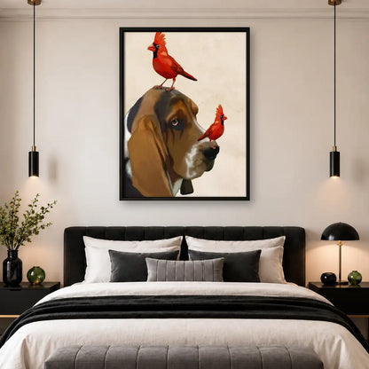 Dog Portrait with Red Cardinals Wall Art 4