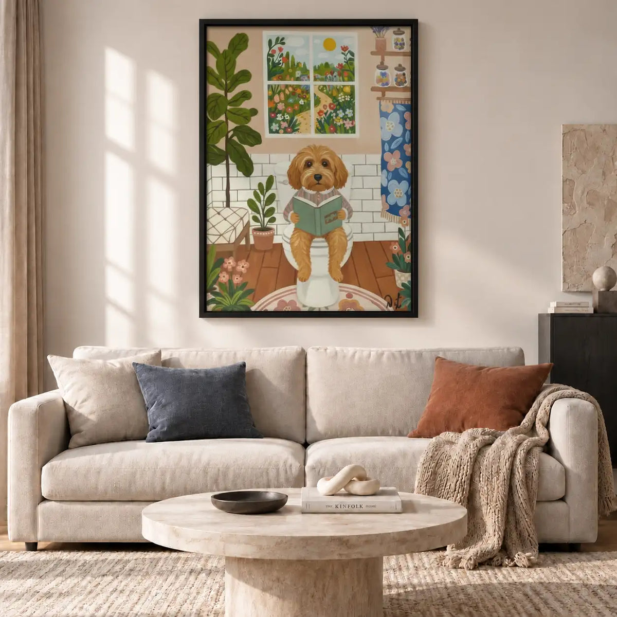 Dog Reading in Plant-Filled Room Wall Art 2