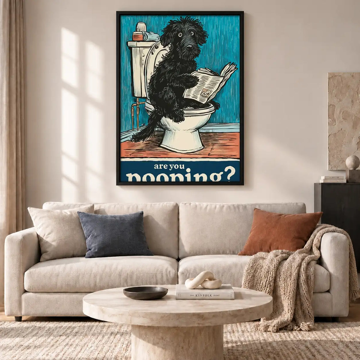 Dog Reading Newspaper on Toilet Wall Art 2