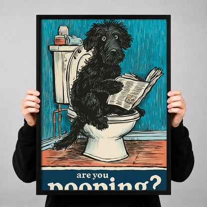 Dog Reading Newspaper on Toilet Wall Art 3