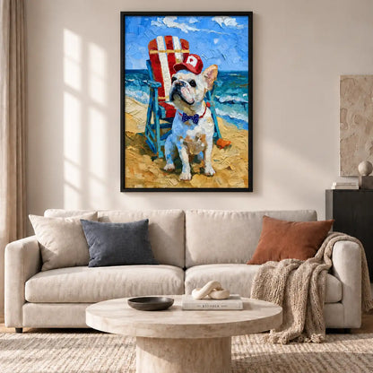 Dog Ready for Beach Surfing Wall Art 2