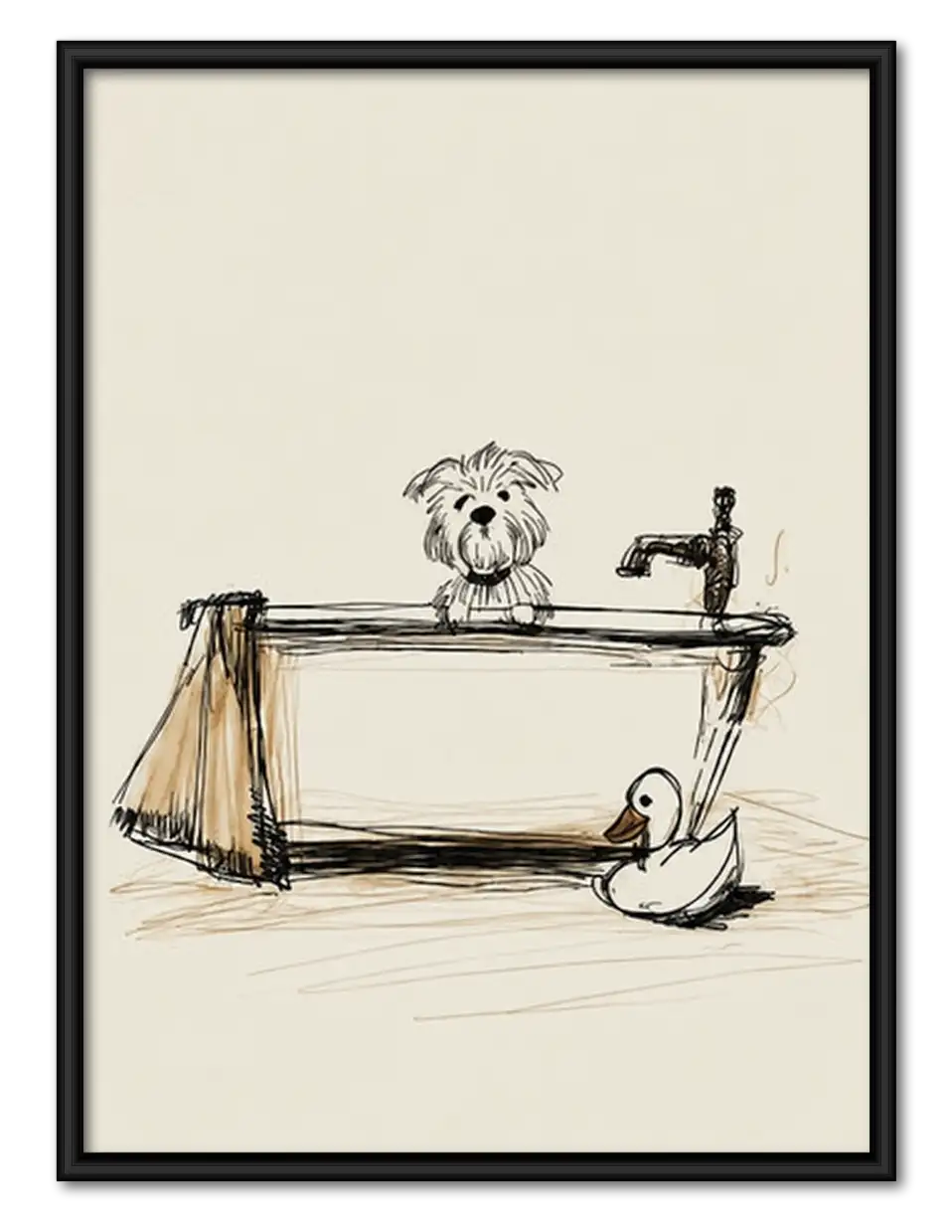 Dog Relaxing in Bathtub Line Art 1