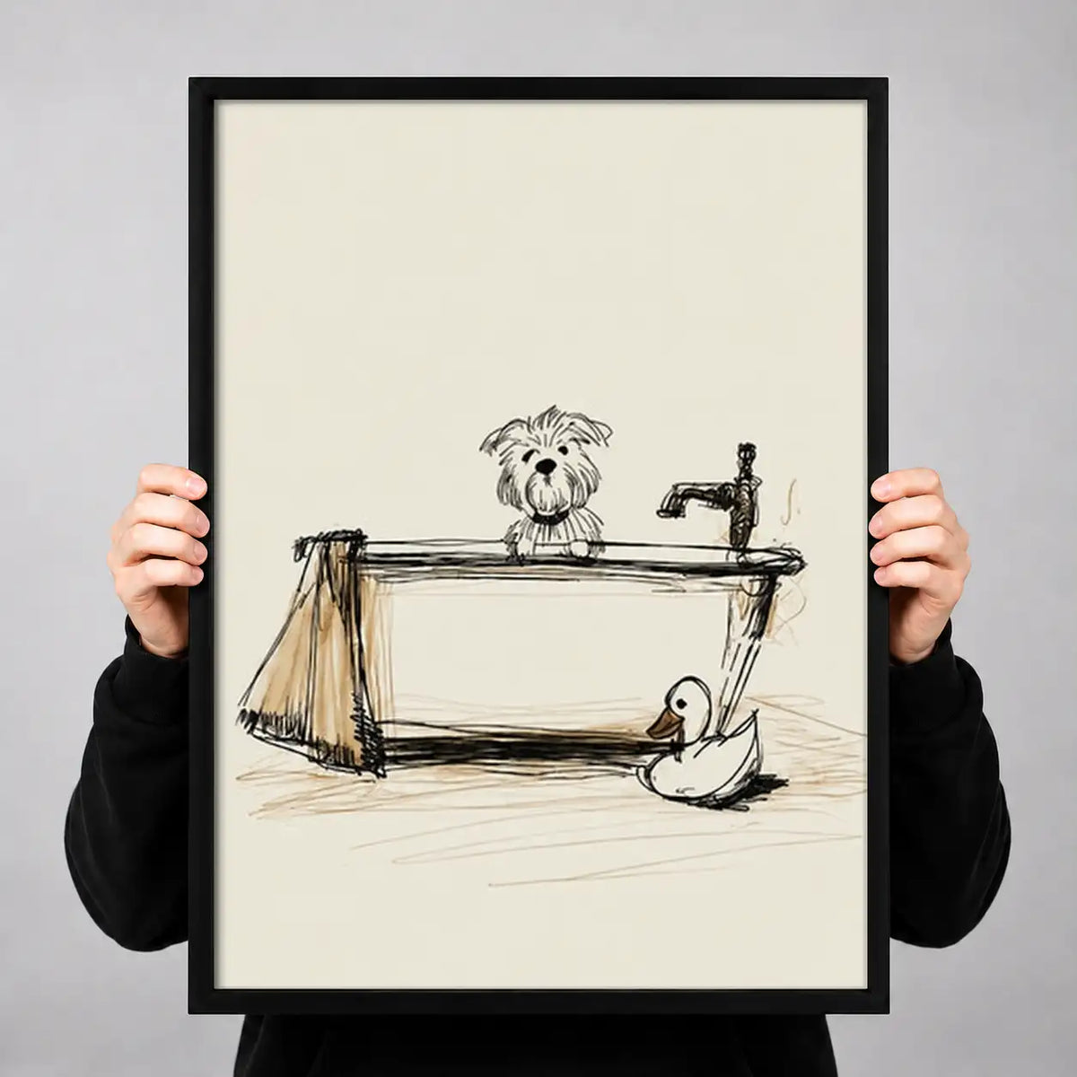 Dog Relaxing in Bathtub Line Art 3