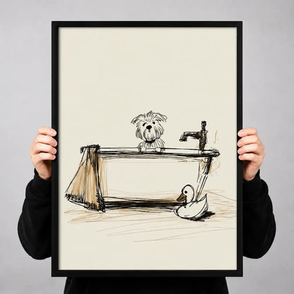 Dog Relaxing in Bathtub Line Art 3