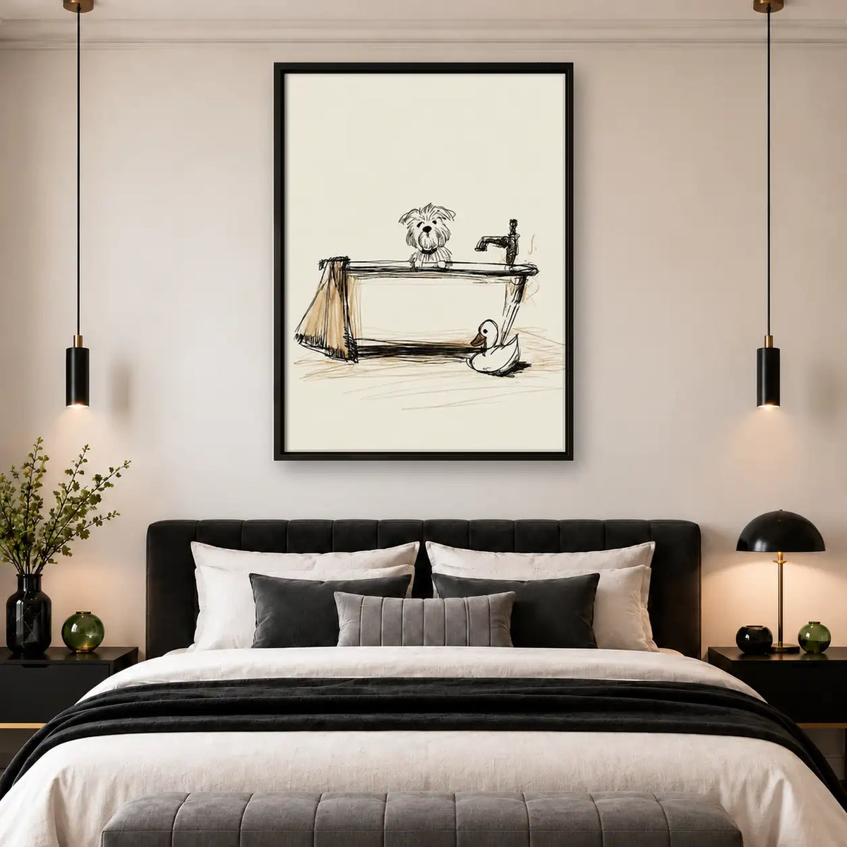 Dog Relaxing in Bathtub Line Art 4
