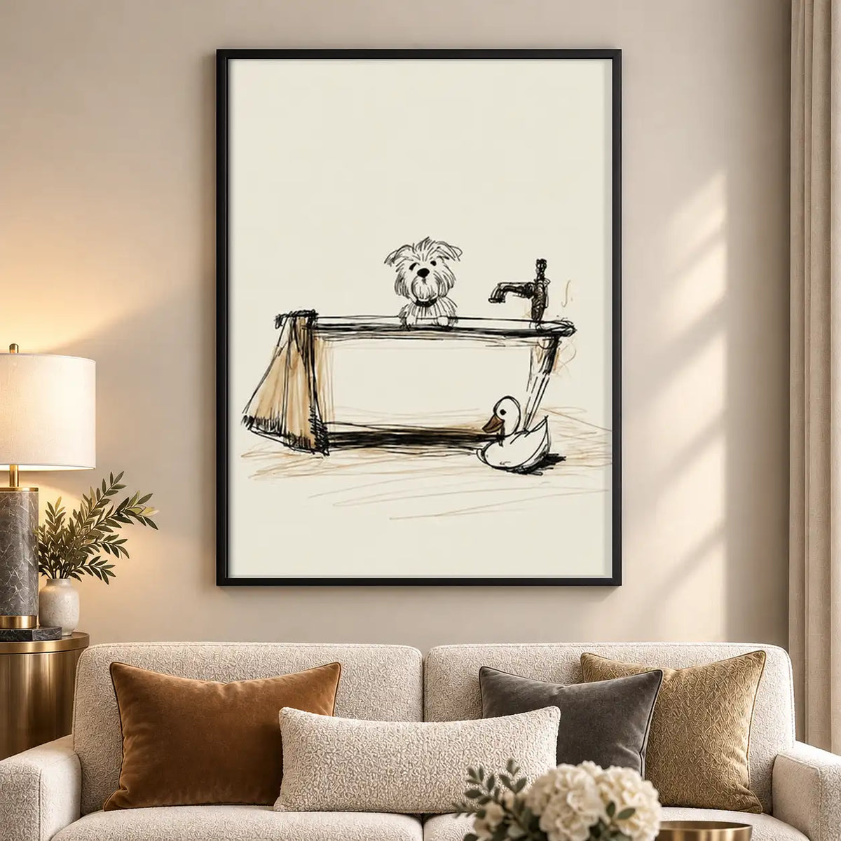 Dog Relaxing in Bathtub Line Art 5