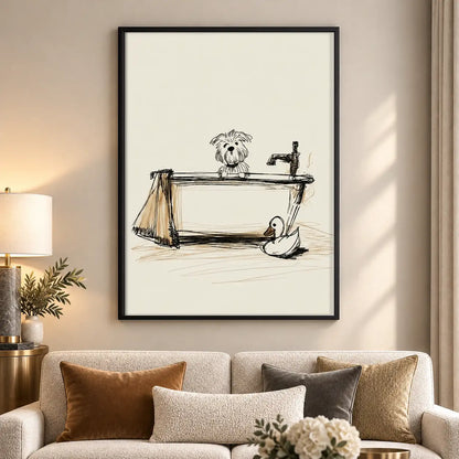 Dog Relaxing in Bathtub Line Art 5