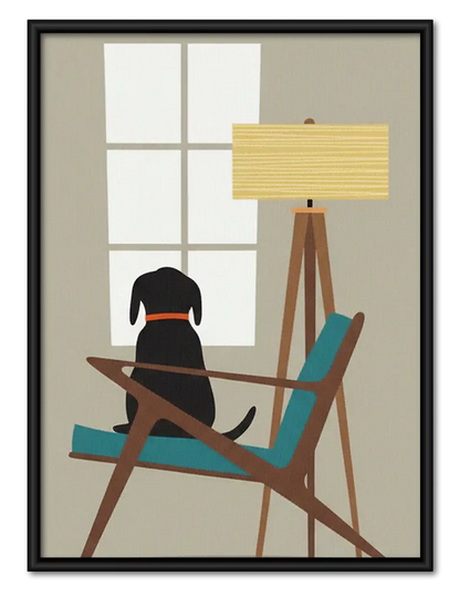 Dog Resting in Modern Chair Wall Art 1