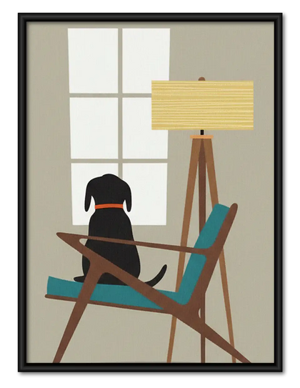 Dog Resting in Modern Chair Wall Art