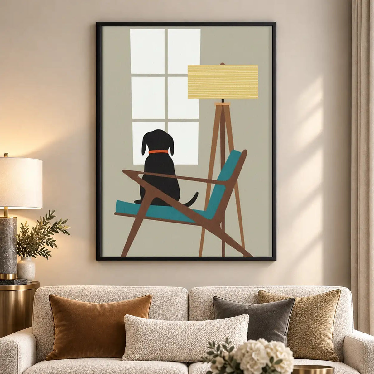 Dog Resting in Modern Chair Wall Art 5