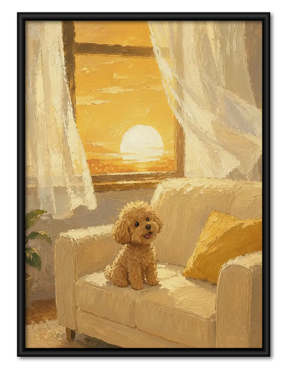 Dog Resting on Sofa at Sunrise Wall Art 1