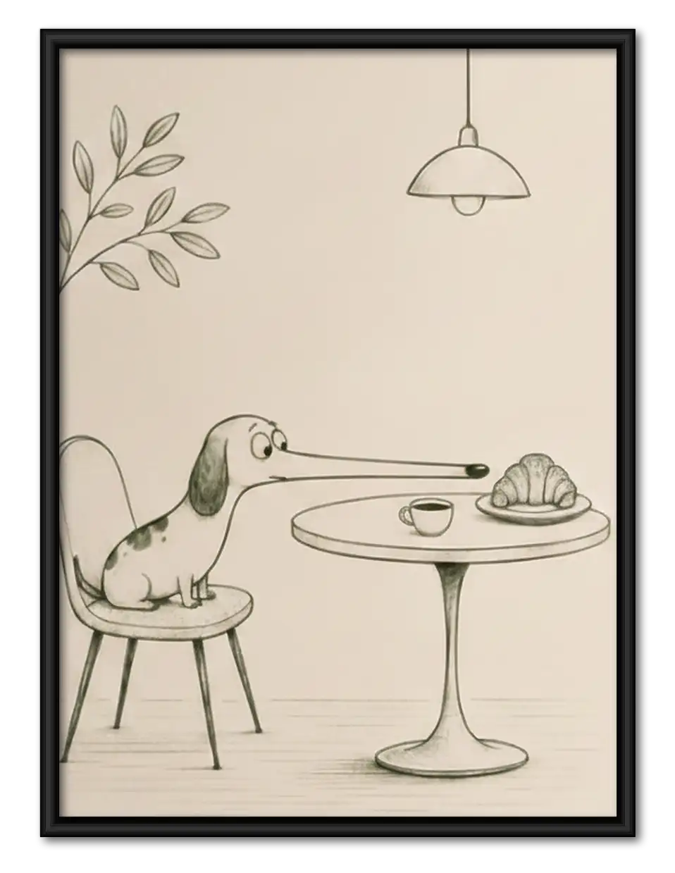 Dog Waiting at Dining Table Wall Art 1