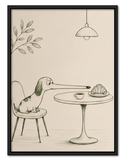 Dog Waiting at Dining Table Wall Art 1