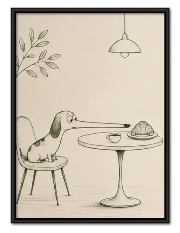 Dog Waiting at Dining Table Wall Art