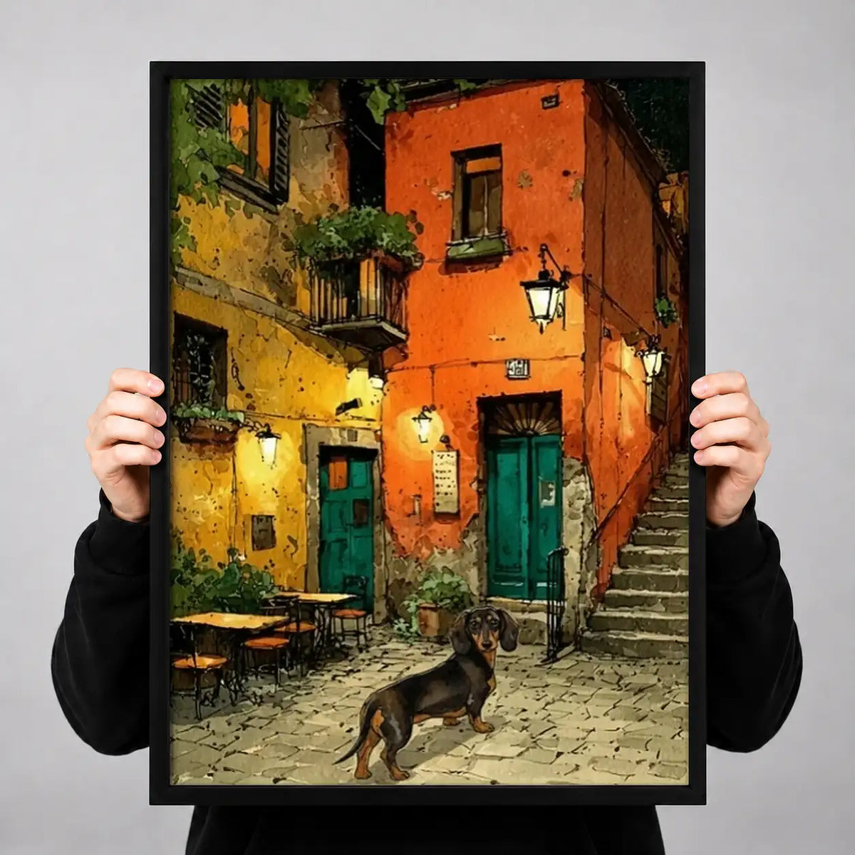 Dog Wandering a Night Alley Wall Art 3