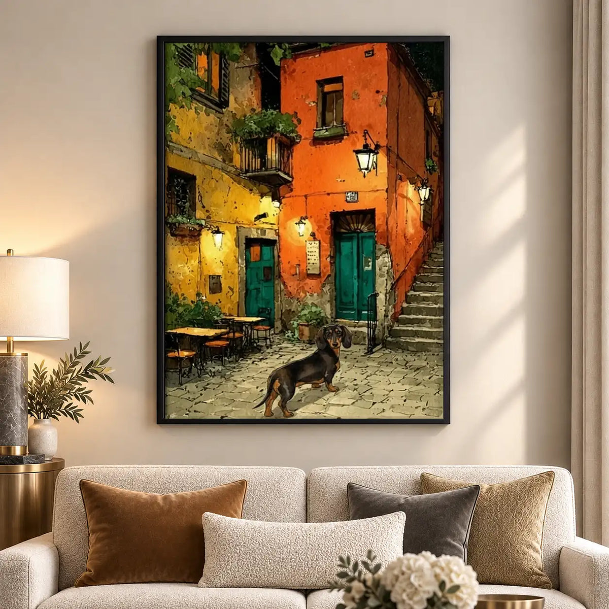 Dog Wandering a Night Alley Wall Art 5