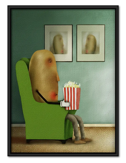 Dog Watching Movie with Popcorn Wall Art 1