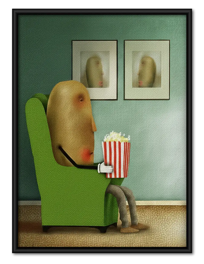 Dog Watching Movie with Popcorn Wall Art