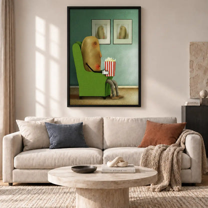 Dog Watching Movie with Popcorn Wall Art 2