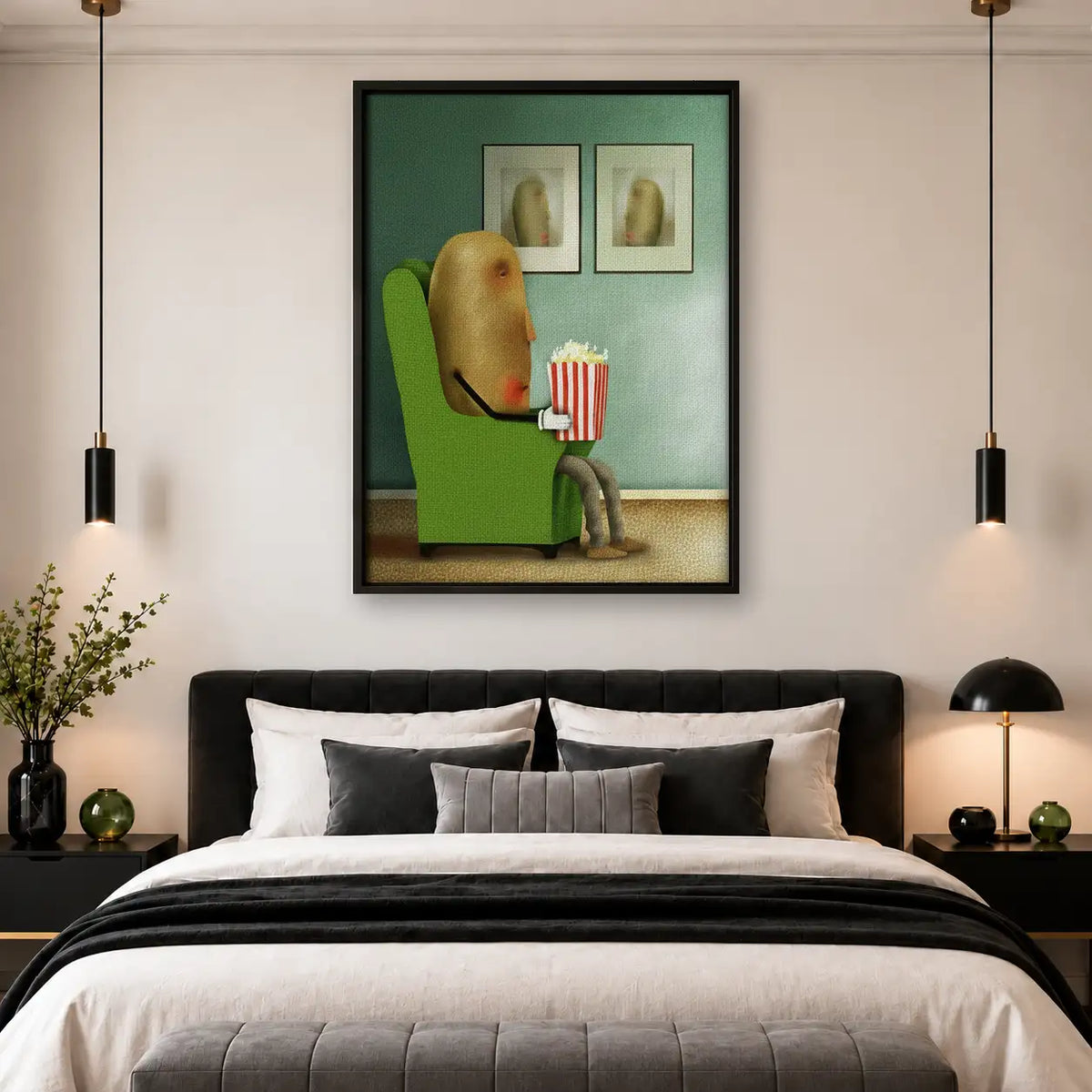 Dog Watching Movie with Popcorn Wall Art 4