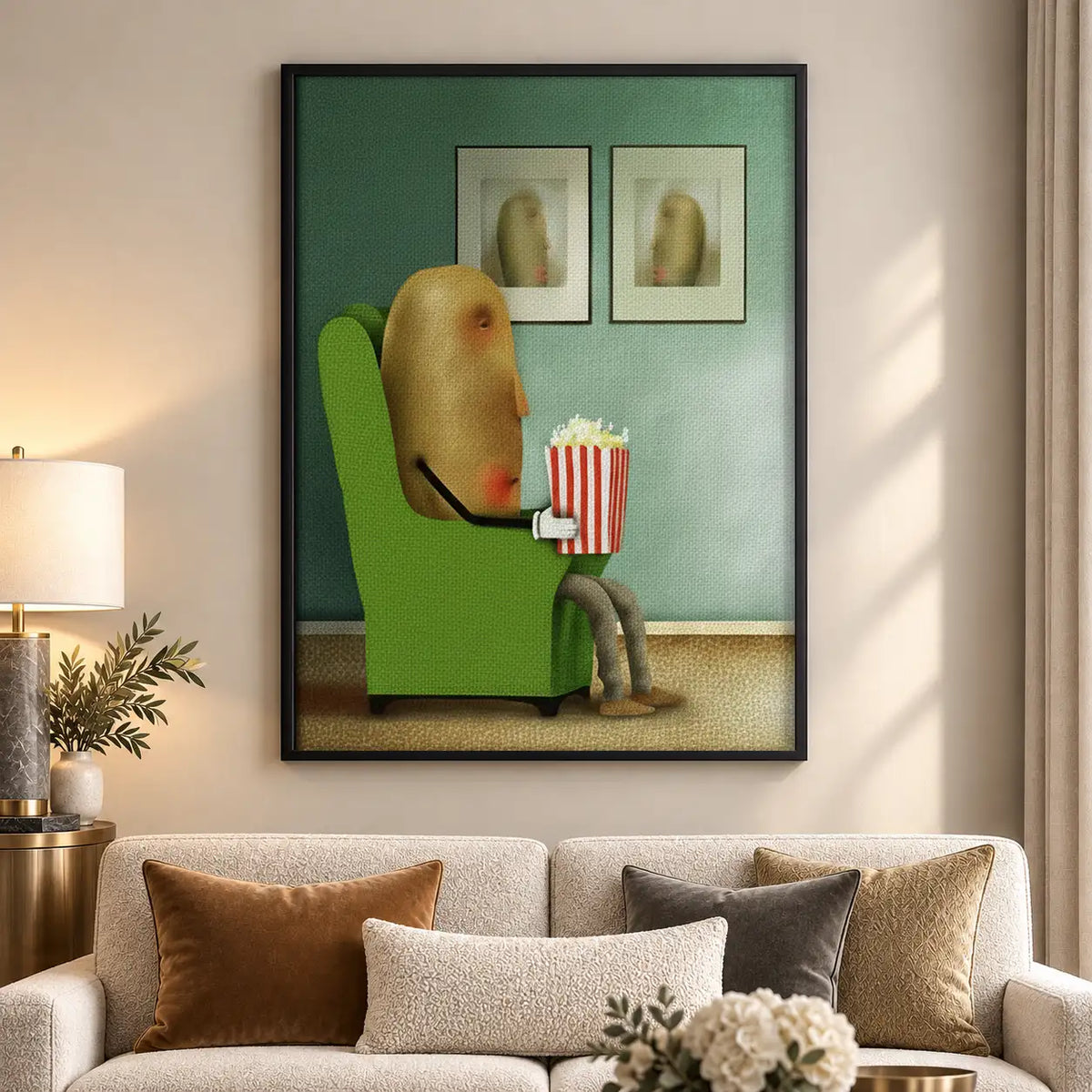 Dog Watching Movie with Popcorn Wall Art 5