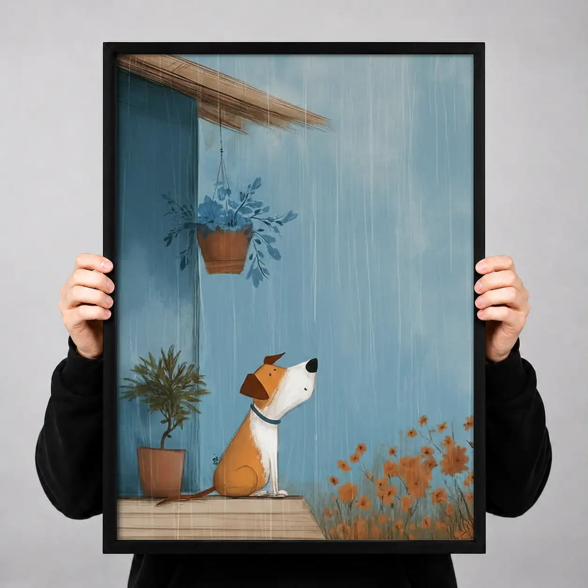 Dog Watching Rain from Window Wall Art 3