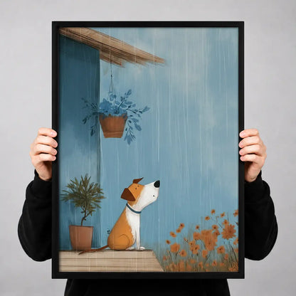 Dog Watching Rain from Window Wall Art 3