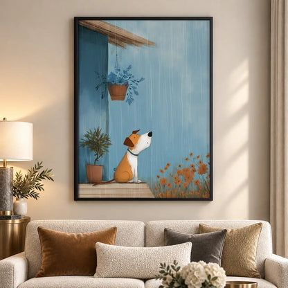 Dog Watching Rain from Window Wall Art 5