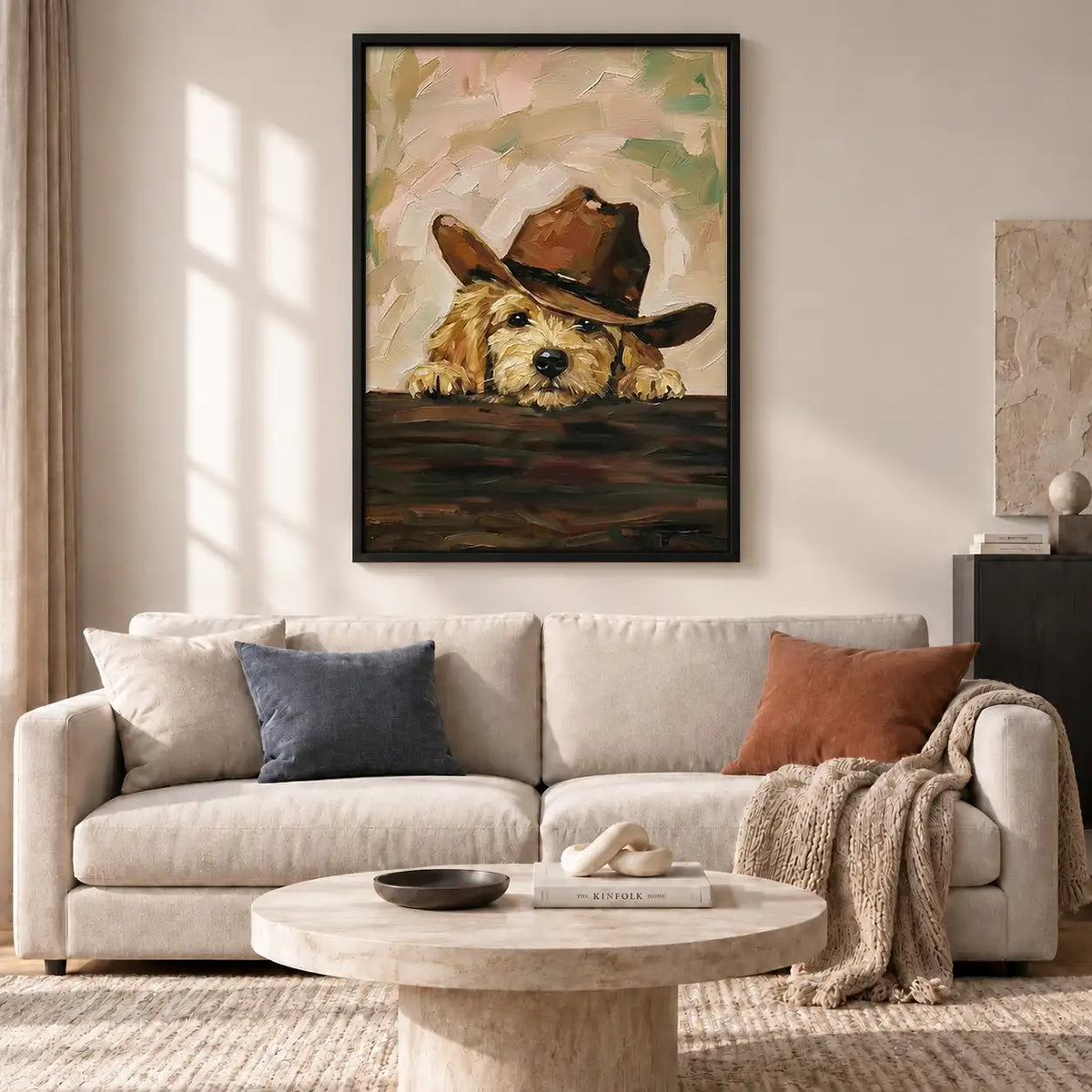 Dog Wearing Brown Cowboy Hat Wall Art 2