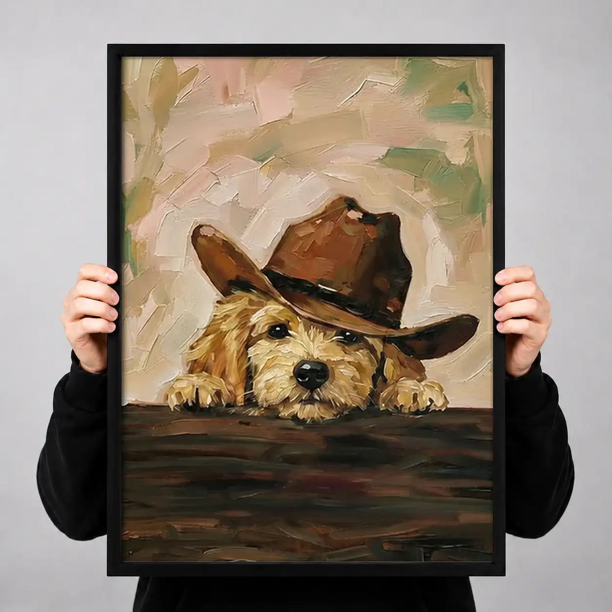 Dog Wearing Brown Cowboy Hat Wall Art 3