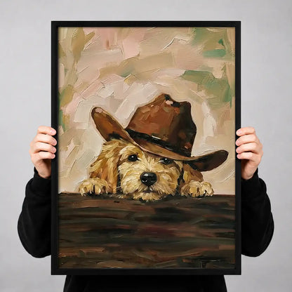 Dog Wearing Brown Cowboy Hat Wall Art 3