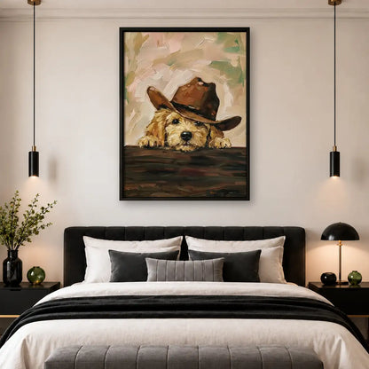 Dog Wearing Brown Cowboy Hat Wall Art 4