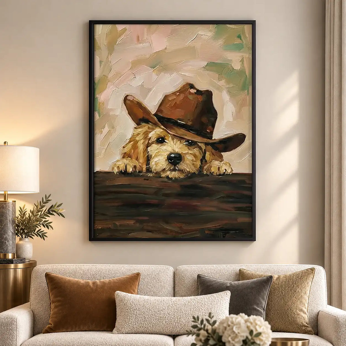 Dog Wearing Brown Cowboy Hat Wall Art 5