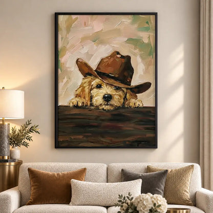 Dog Wearing Brown Cowboy Hat Wall Art 5
