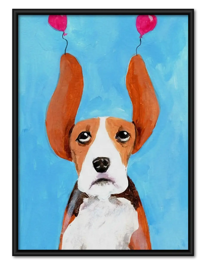 Dog with Heart Shaped Balloon Ears Wall Art 1