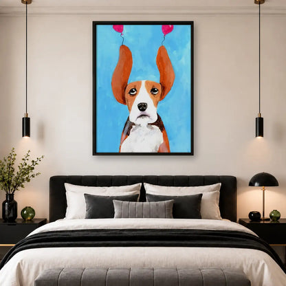 Dog with Heart Shaped Balloon Ears Wall Art 4