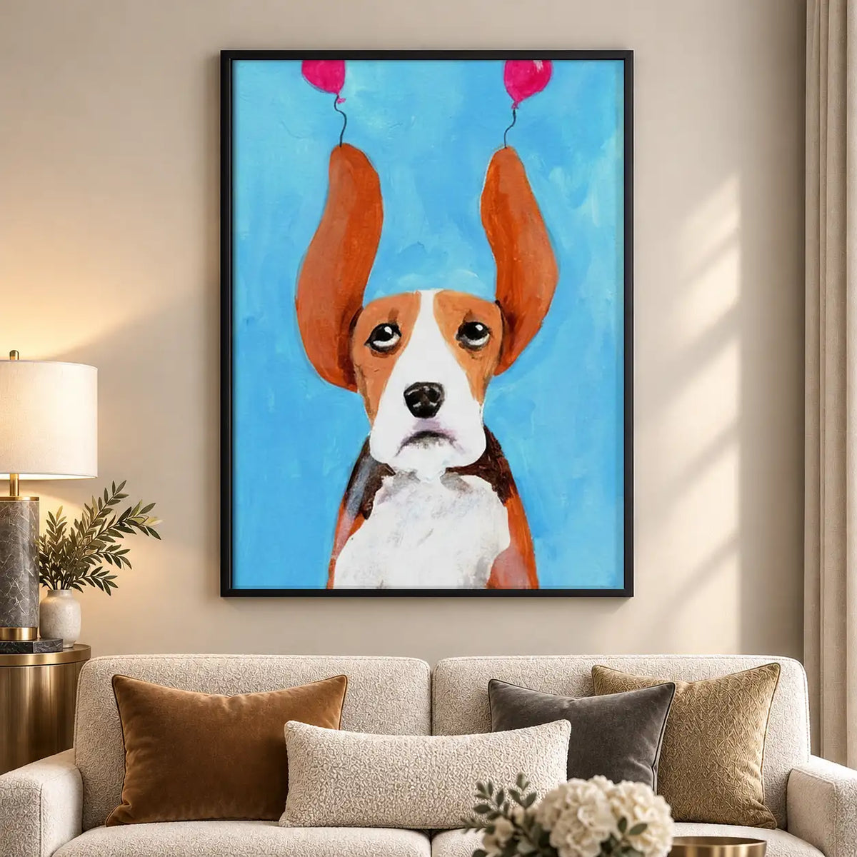 Dog with Heart Shaped Balloon Ears Wall Art 5